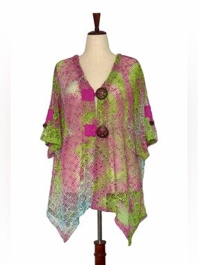 Mirror Image NWT Summer Crochet Cardigan Colorful Boho Open-Knit Plus Size 3X